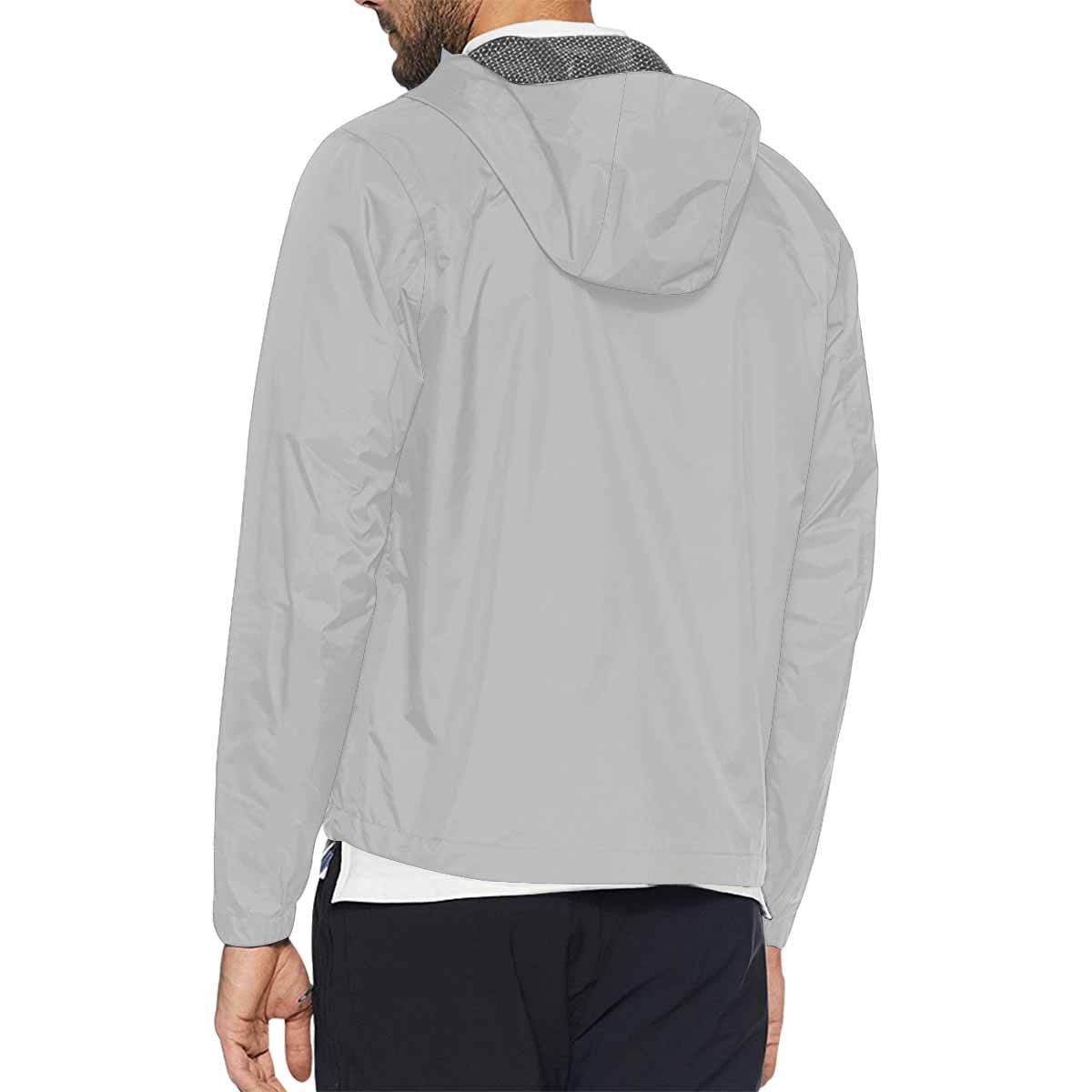 Mens Hooded Windbreaker Jacket - Light Grey