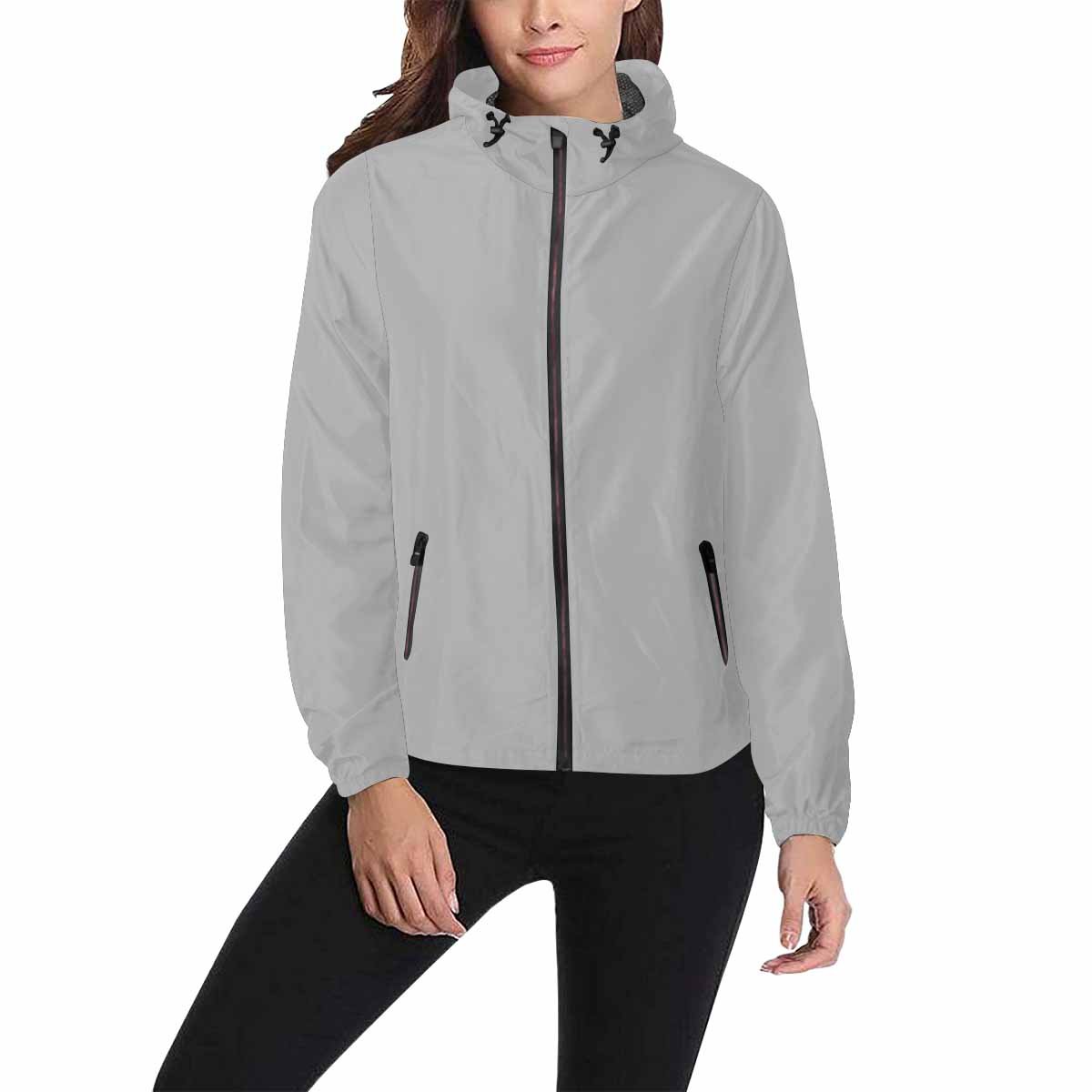 Mens Hooded Windbreaker Jacket - Light Grey