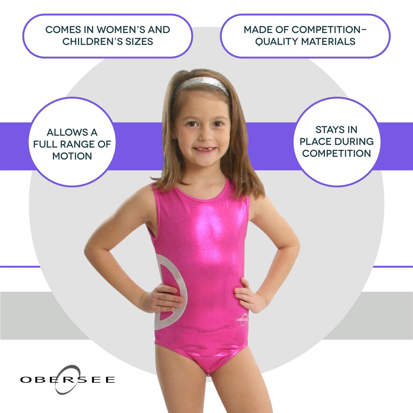 O3GL012 Obersee Girls Gymnastics Leotards One-Piece Athletic