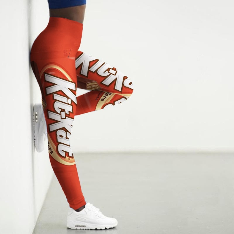 Sport Leggings Women 3D Snacks Print Tights Yoga Pants Gym Legins