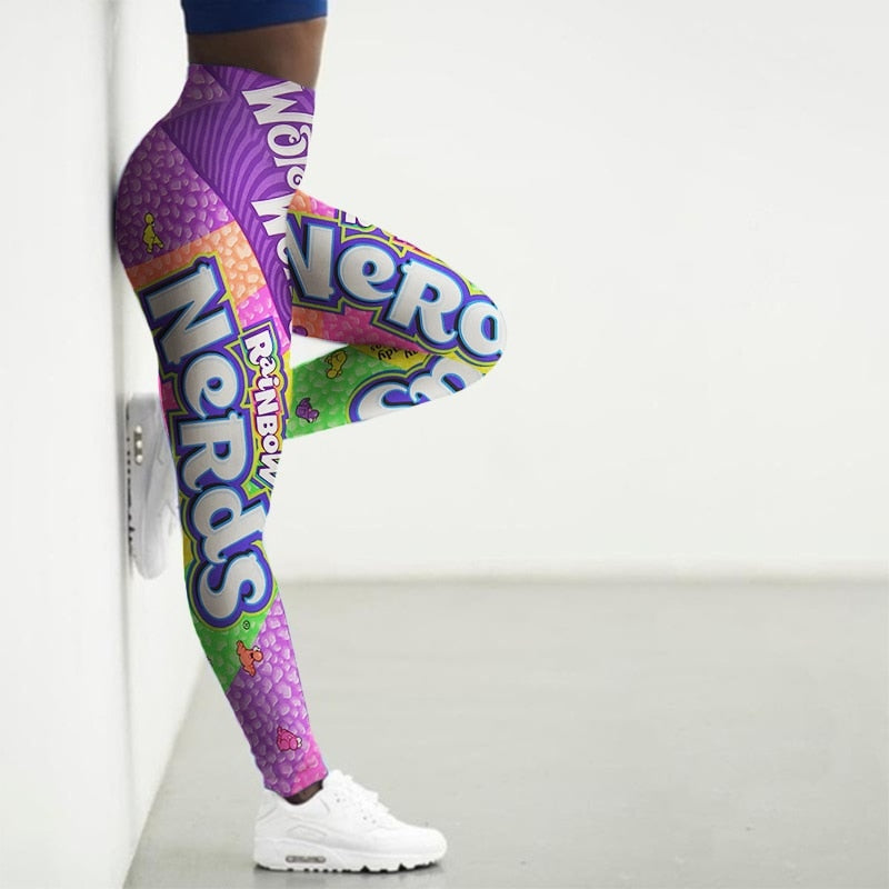 Sport Leggings Women 3D Snacks Print Tights Yoga Pants Gym Legins