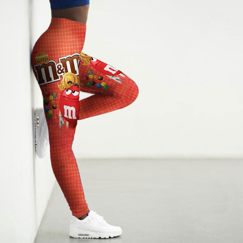 Sport Leggings Women 3D Snacks Print Tights Yoga Pants Gym Legins
