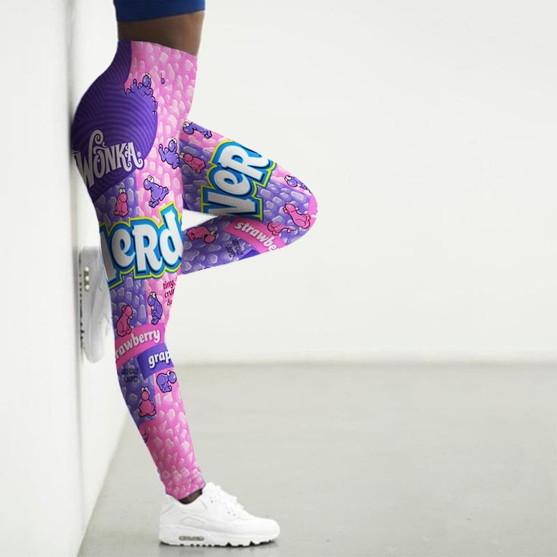 Sport Leggings Women 3D Snacks Print Tights Yoga Pants Gym Legins