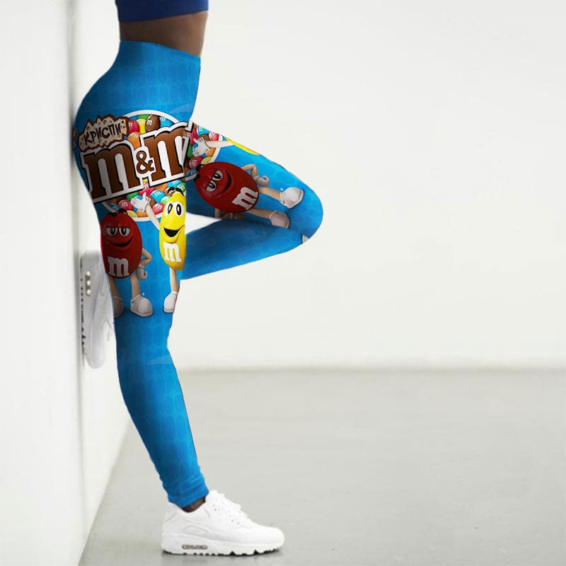 Sport Leggings Women 3D Snacks Print Tights Yoga Pants Gym Legins