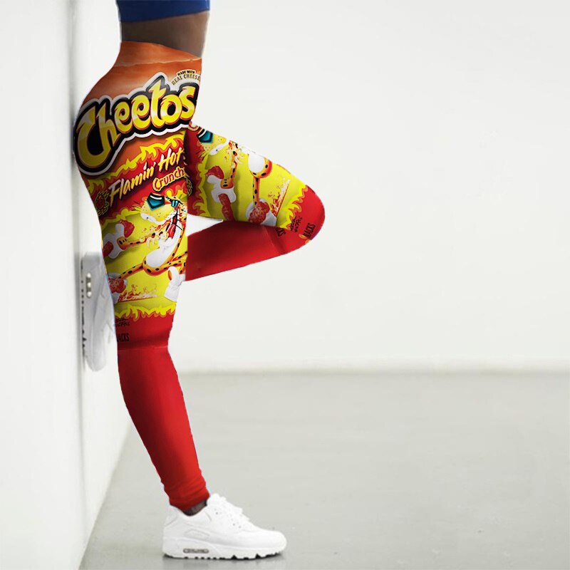Sport Leggings Women 3D Snacks Print Tights Yoga Pants Gym Legins
