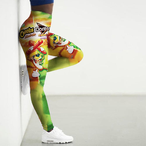 Sport Leggings Women 3D Snacks Print Tights Yoga Pants Gym Legins