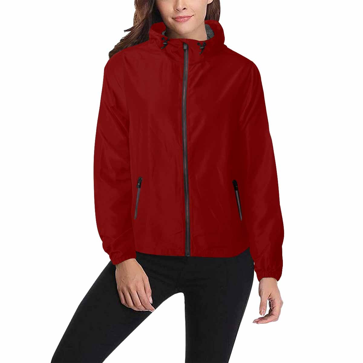 Maroon Red Hooded Windbreaker Jacket - Men / Women