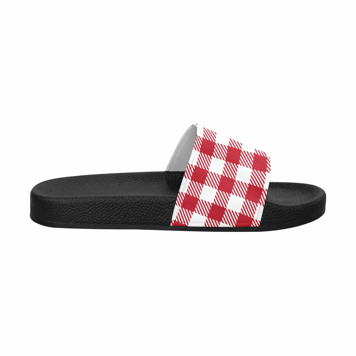Mens Slide Sandals, Buffalo Plaid Red And White
