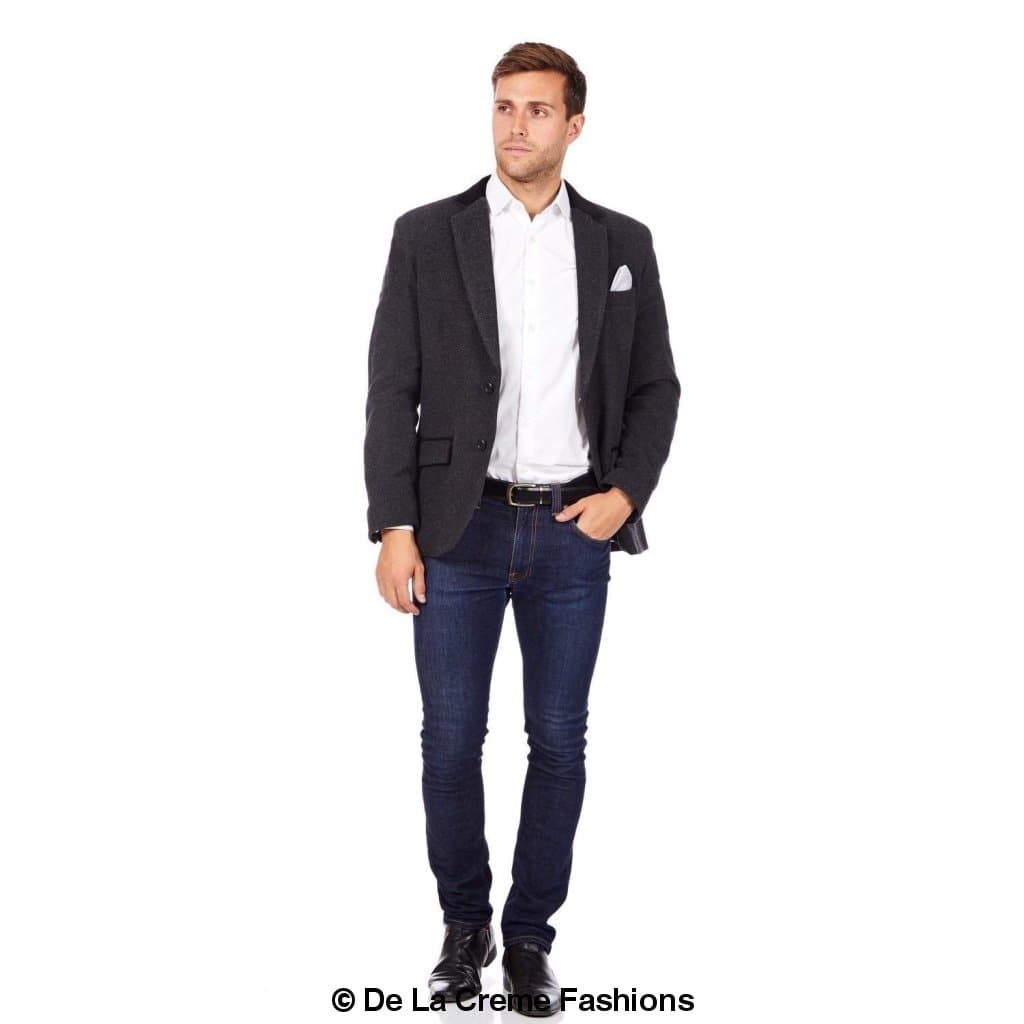 De La Creme MAN - Mens Luxury Wool Blend Jacket Velvet Trim