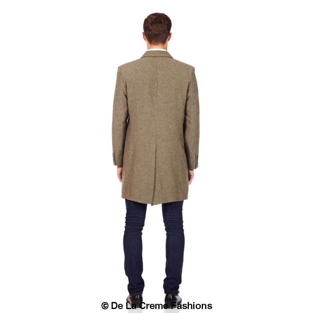 De La Creme MAN - Mens Wool Blend Herringbone Design Coat