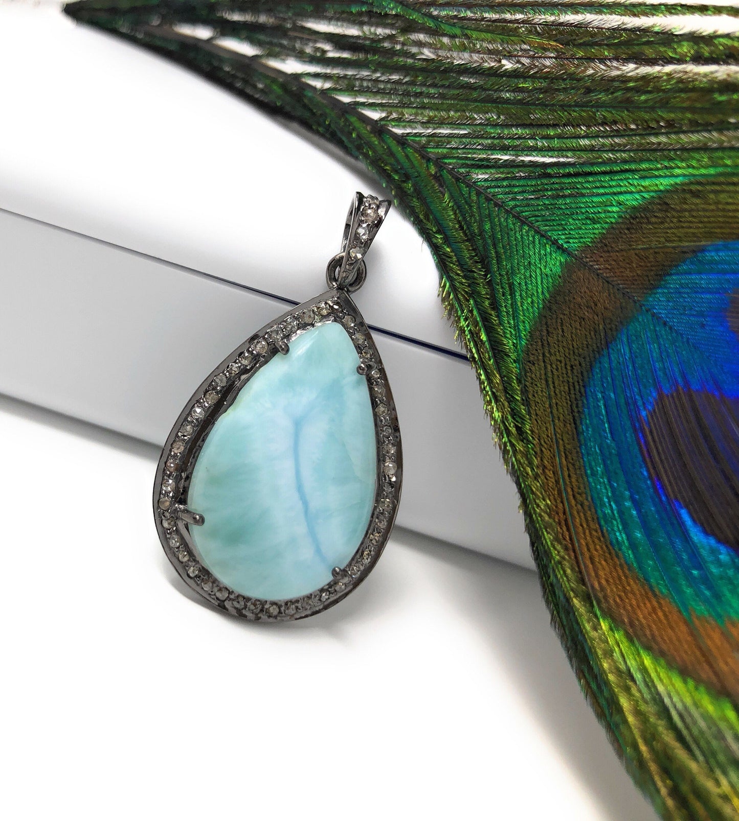 Larimar Pendant, Gemstone Pendant, Silver Pendant, Natural Larimar,