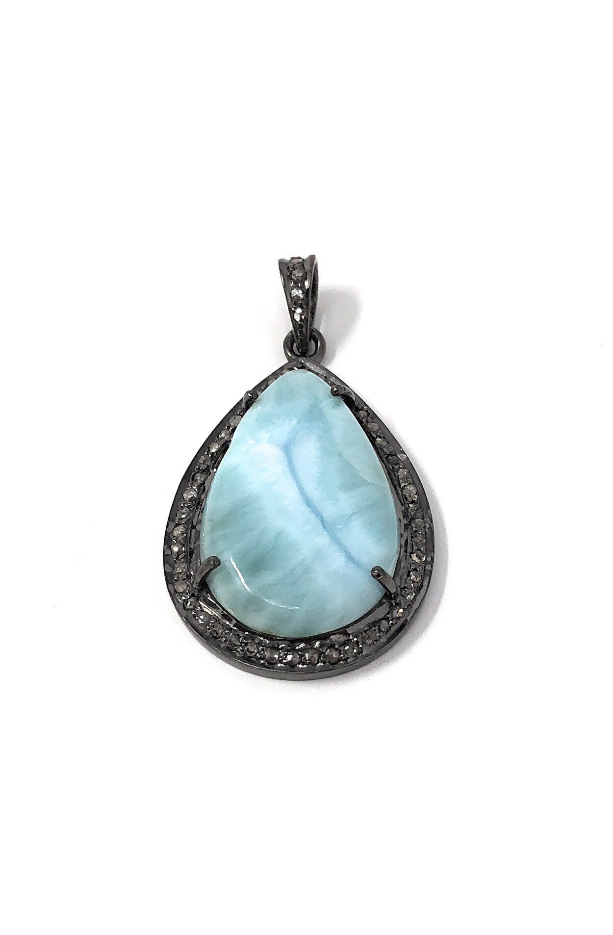 Larimar Pendant, Gemstone Pendant, Silver Pendant, Natural Larimar,
