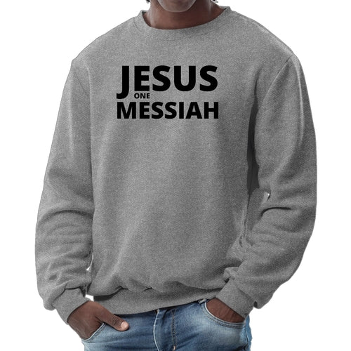 Mens Long Sleeve Graphic Sweatshirt Jesus One Messiah Black