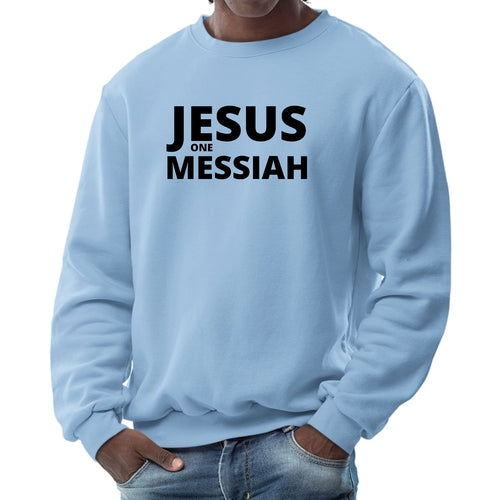 Mens Long Sleeve Graphic Sweatshirt Jesus One Messiah Black