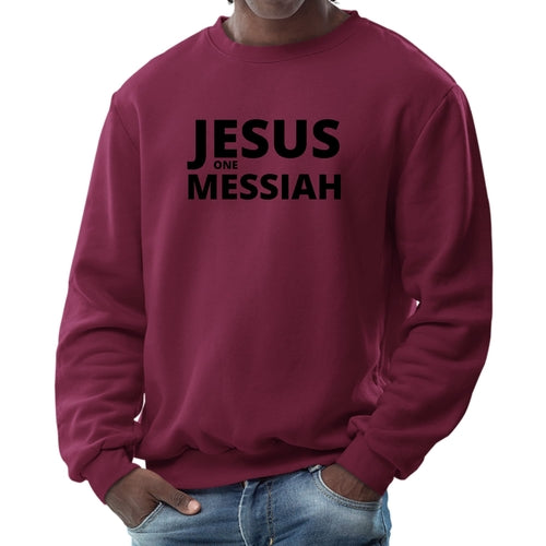 Mens Long Sleeve Graphic Sweatshirt Jesus One Messiah Black
