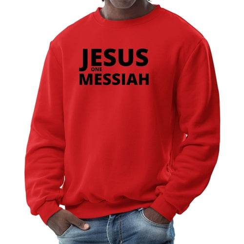 Mens Long Sleeve Graphic Sweatshirt Jesus One Messiah Black