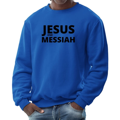 Mens Long Sleeve Graphic Sweatshirt Jesus One Messiah Black