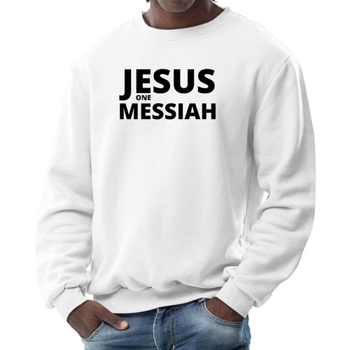 Mens Long Sleeve Graphic Sweatshirt Jesus One Messiah Black