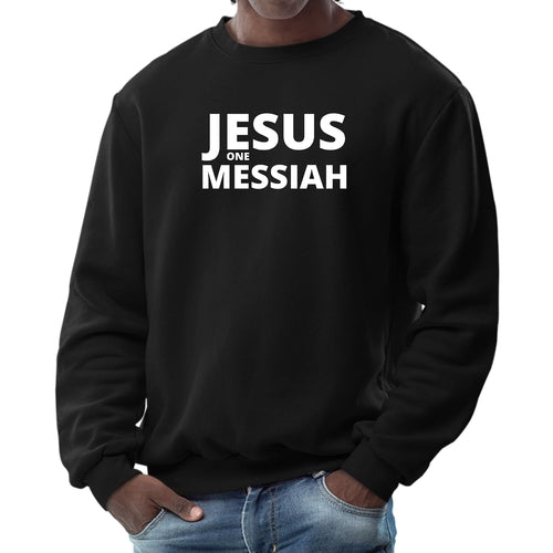 Mens Long Sleeve Graphic Sweatshirt Jesus One Messiah