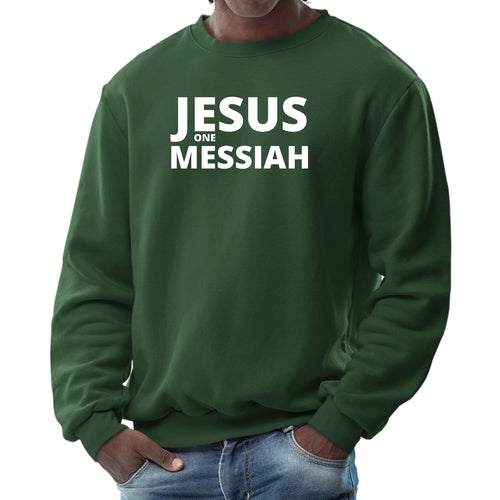 Mens Long Sleeve Graphic Sweatshirt Jesus One Messiah