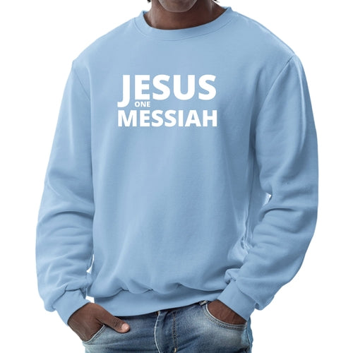 Mens Long Sleeve Graphic Sweatshirt Jesus One Messiah