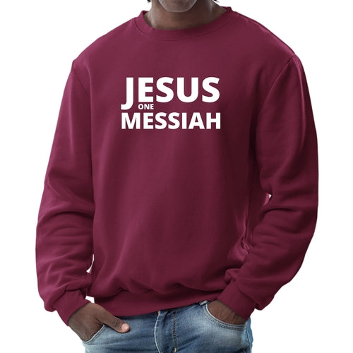 Mens Long Sleeve Graphic Sweatshirt Jesus One Messiah