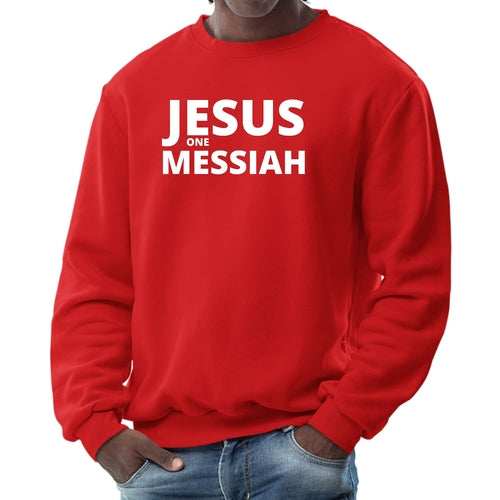 Mens Long Sleeve Graphic Sweatshirt Jesus One Messiah