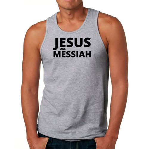 Mens Tank Top Fitness Shirt Jesus One Messiah Black Illustration