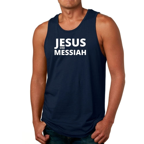 Mens Tank Top Fitness Shirt Jesus One Messiah