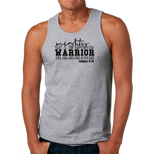 Mens Tank Top Fitness Shirt Mighty Warrior Black Illustration