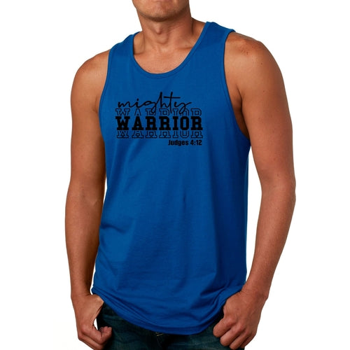 Mens Tank Top Fitness Shirt Mighty Warrior Black Illustration