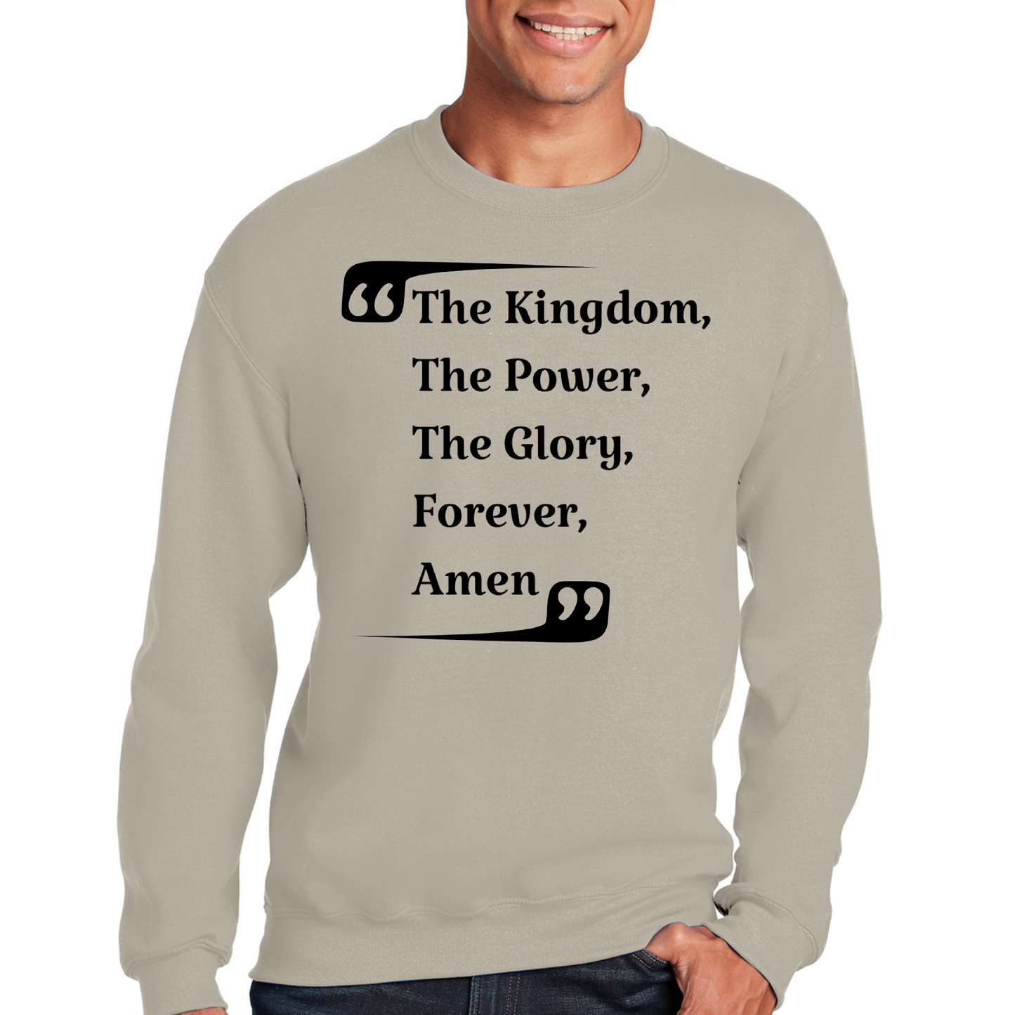Mens Long Sleeve Graphic Sweatshirt The Kingdom The Power The Glory