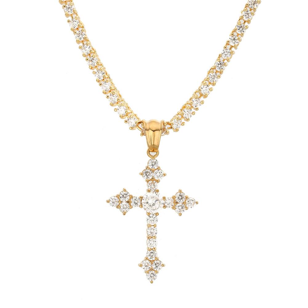 New Mens Luxury Micro Pave Iced Out Cubic Zirconia Cross Pendant