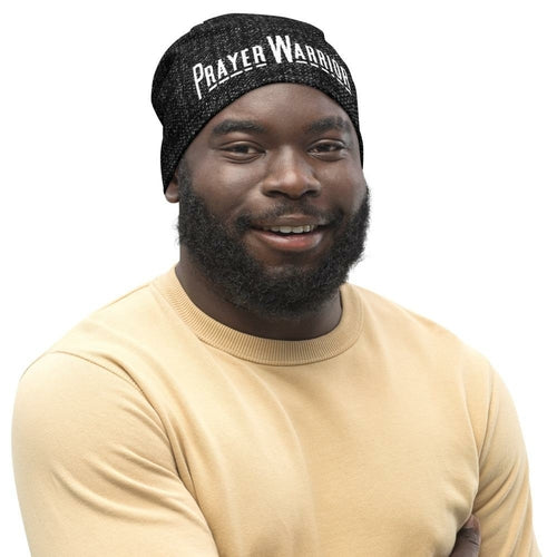 Beanie Hat - Black Slouchy Beanie Prayer Warrior Style Men/women