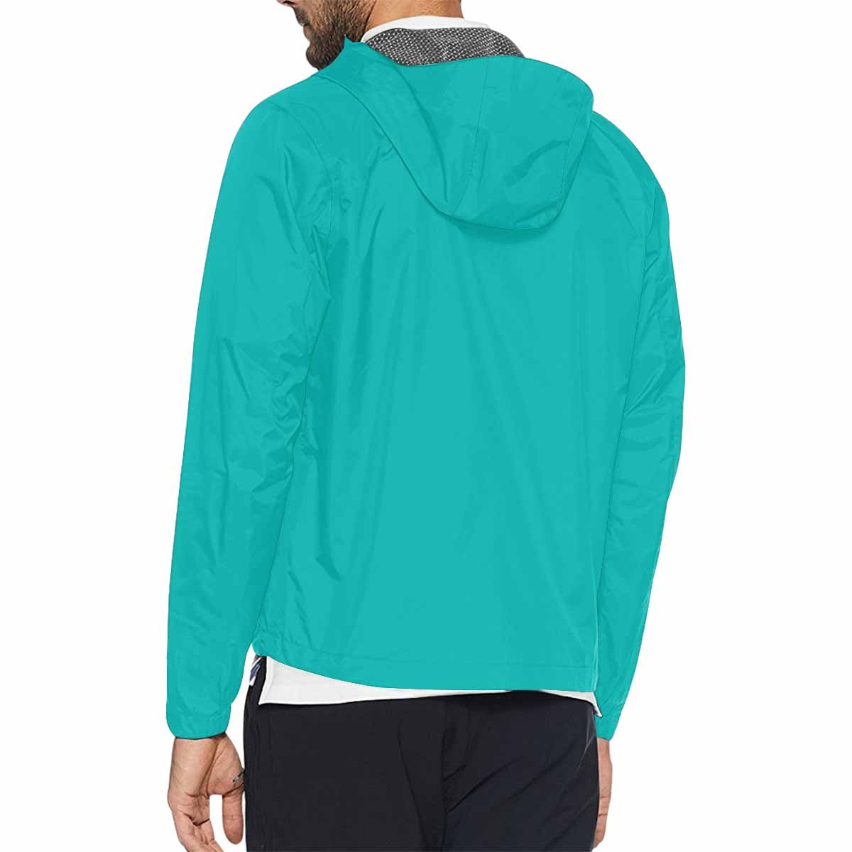 Greenish Blue Hooded Windbreaker Jacket - Men / Women