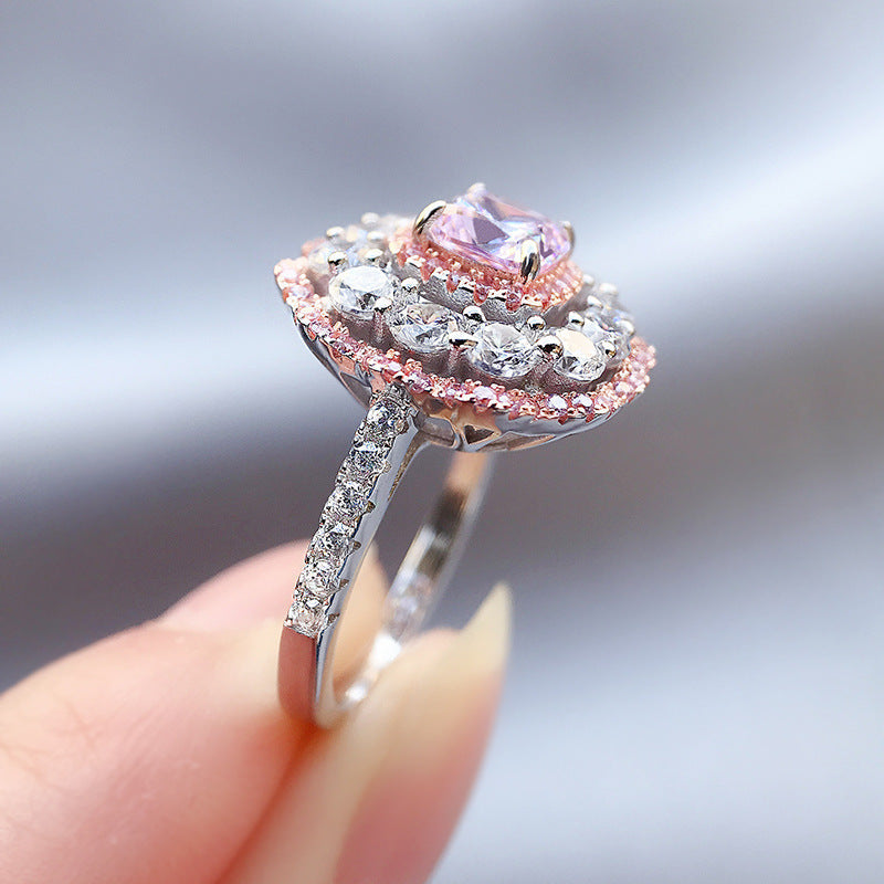 Fancy radiant  cut flower ring