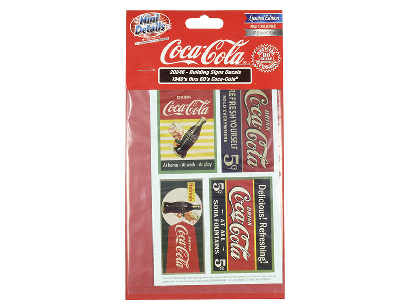1940\'s Thru 1960\'s \Coca-Cola\" Building Signs Decals for 1/87 (HO)