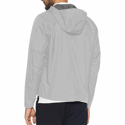 Mens Hooded Windbreaker Jacket - Light Grey