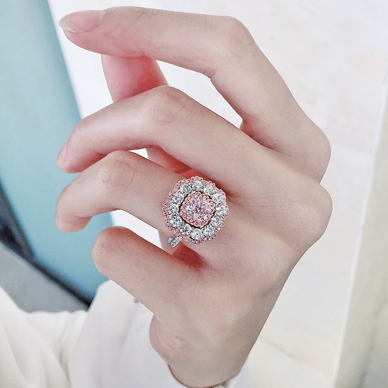 Fancy radiant  cut flower ring