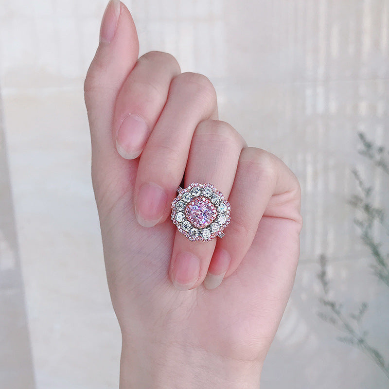 Fancy radiant  cut flower ring