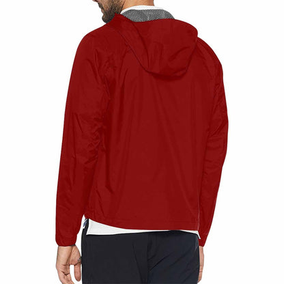 Maroon Red Hooded Windbreaker Jacket - Men / Women