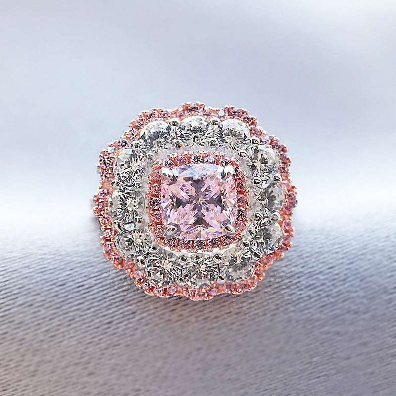 Fancy radiant  cut flower ring