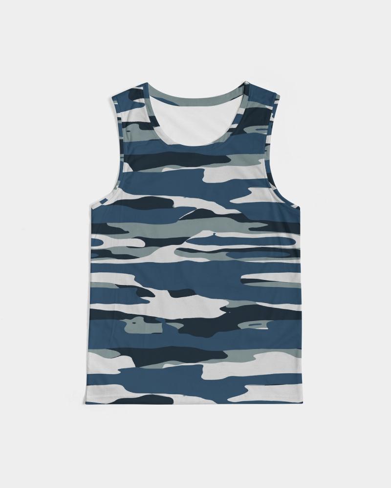 Mens Tank Top / Camo Blue And Grey Sports Shirt