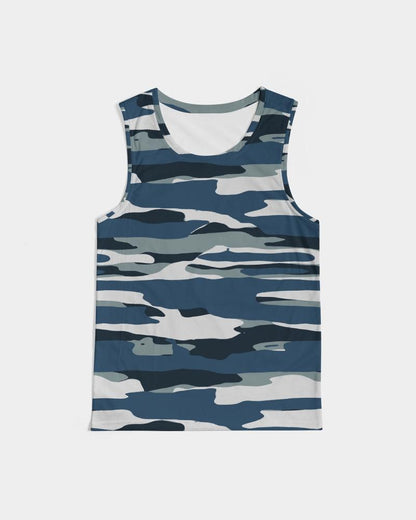 Mens Tank Top / Camo Blue And Grey Sports Shirt