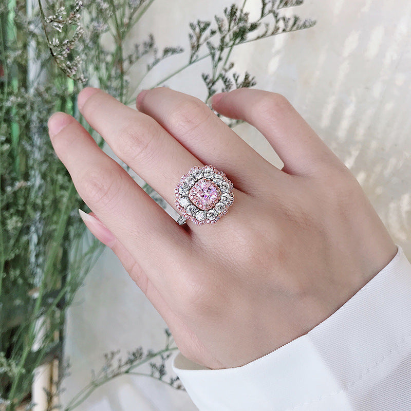 Fancy radiant  cut flower ring