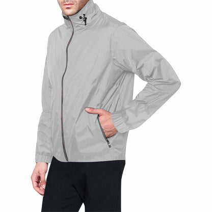 Mens Hooded Windbreaker Jacket - Light Grey