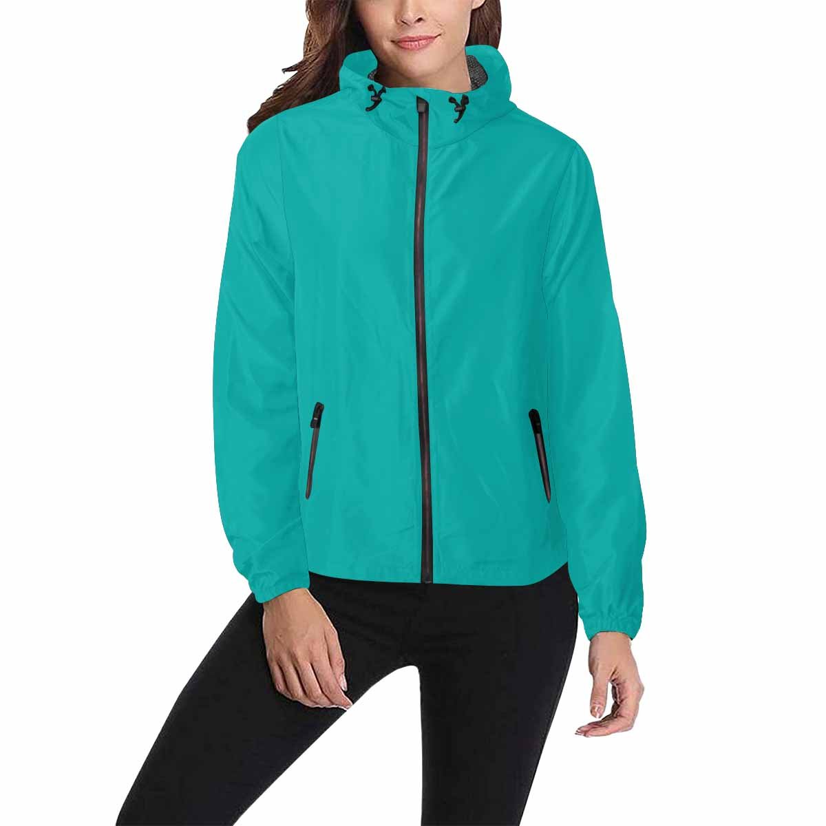 Greenish Blue Hooded Windbreaker Jacket - Men / Women