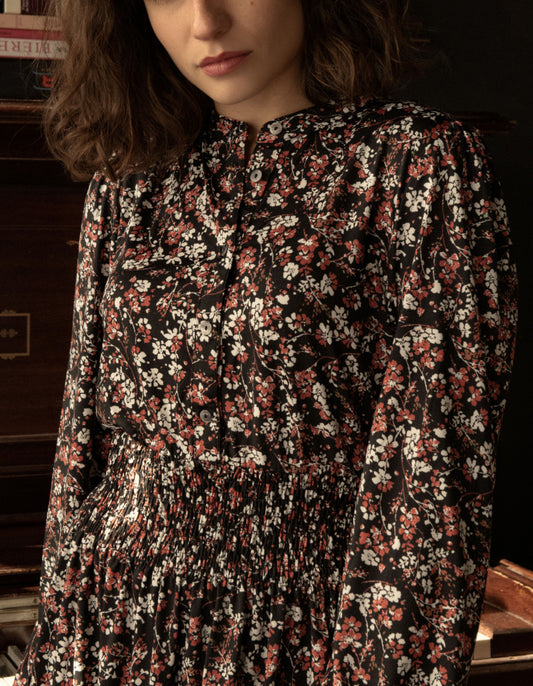 Lydia Dress Soft Knit Stretch Ditsy Flowers