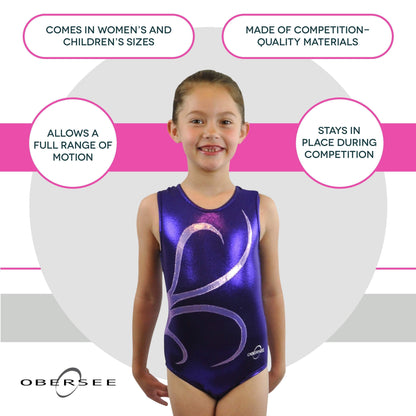 O3GL040 Obersee Girl's Girls Gymnastics Leotard - Purple Strands