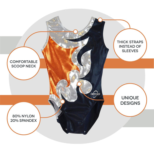 O3GL062 Obersee Girls Gymnastics Leotard One-Piece Athletic Activewear
